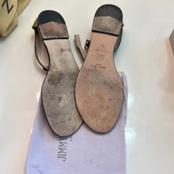 Jimmy Choo 39 black & Gold sandals - Picture 4 of 4